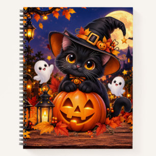 Cuaderno Gato negro lindo de Halloween Calabaza – Espeluzna