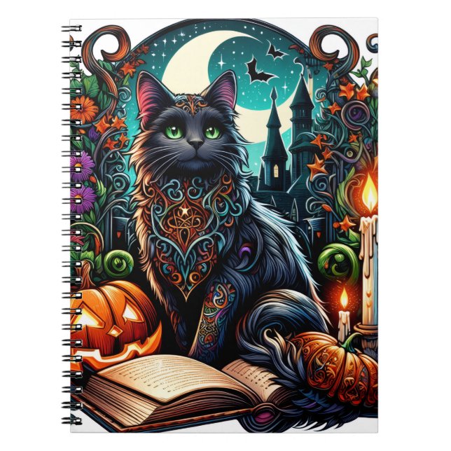 Cuaderno Gato negro mágico libresco (Frente)