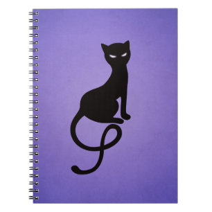 Cuaderno Gato negro malvado gracioso púrpura
