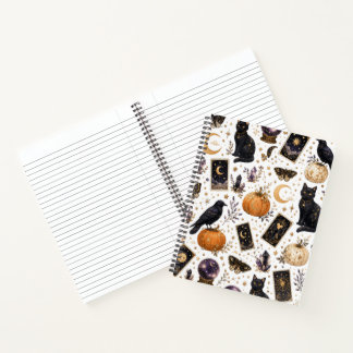 Cuaderno Gato negro místico Halloween Tarot celestial