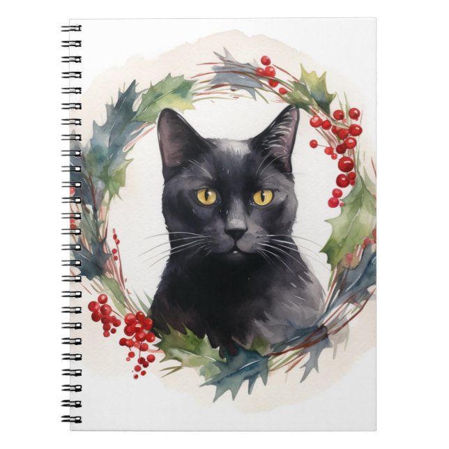 Cuaderno Gato negro Navidades de gatito comieron gatito fes (Frente)