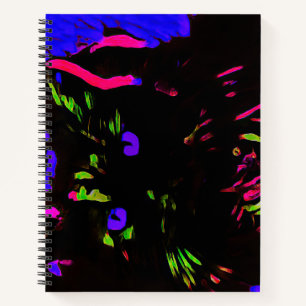Cuaderno Gato negro neón con ojos brillantes