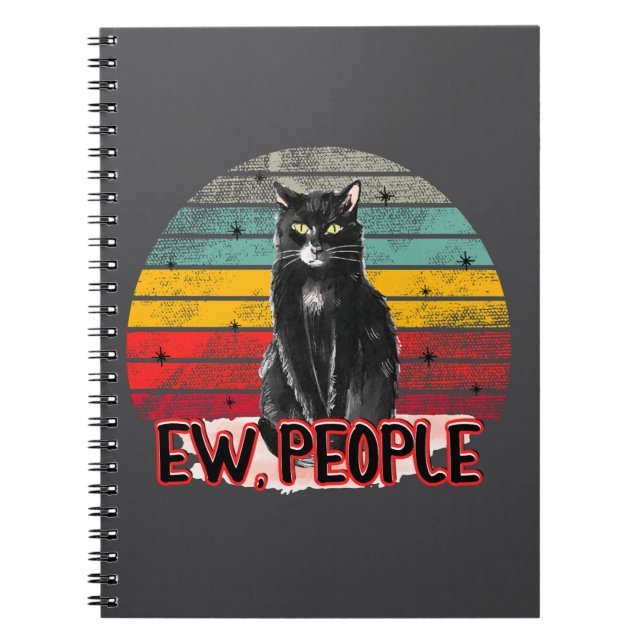 Cuaderno Gato negro retro vintage (Frente)