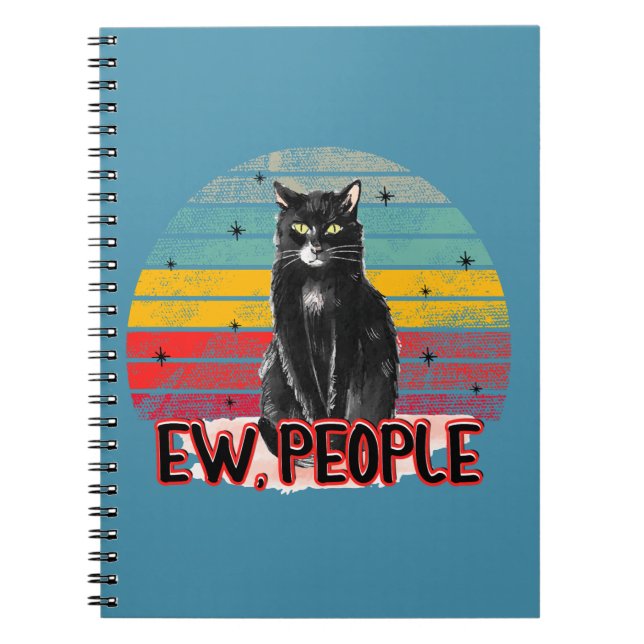 Cuaderno Gato negro retro vintage (Frente)