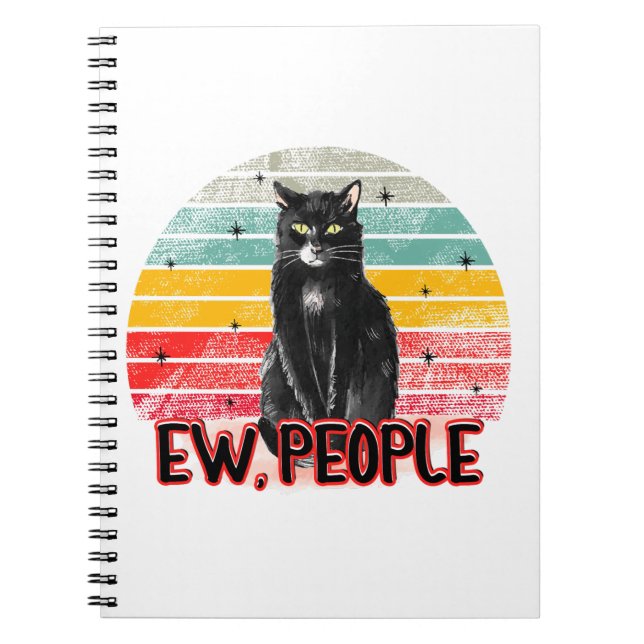 Cuaderno Gato negro retro vintage (Frente)