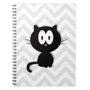 Cuaderno Gato negro sobre chevron gris