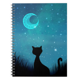 Cuaderno gato negro Starry sky