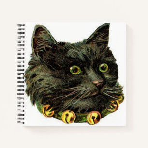 Cuaderno Gato negro victoriano con collar de campana