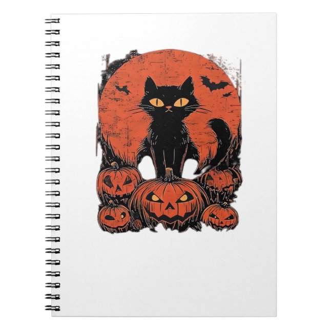 Cuaderno Gato negro y calabazas - Cla de arte de camisetas  (Frente)