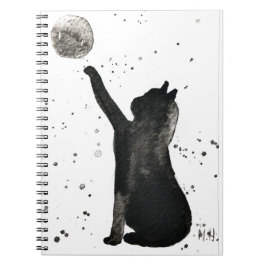 Cuaderno Gato negro y kitten mascota de la luna