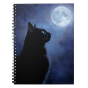Cuaderno Gato negro y portátil de luna llena