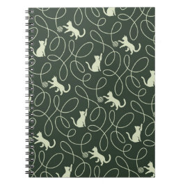 Cuaderno Gato Neutral Terroso y Bola de Estambre Bosque Ver