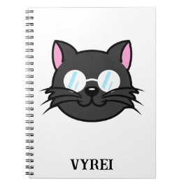 Cuaderno Gato oscuro Gato negro Gato Gris vestido con lente