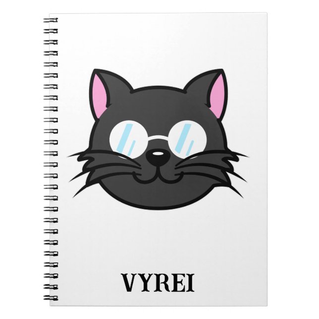 Cuaderno Gato oscuro Gato negro Gato Gris vestido con lente (Frente)