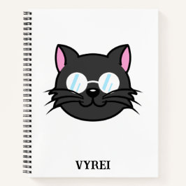 Cuaderno Gato oscuro Gato negro Gato Gris vestido con lente