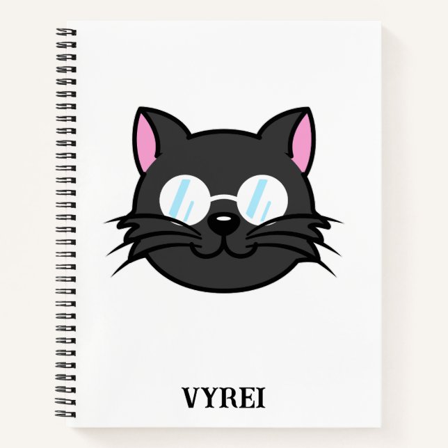 Cuaderno Gato oscuro Gato negro Gato Gris vestido con lente (Anverso)