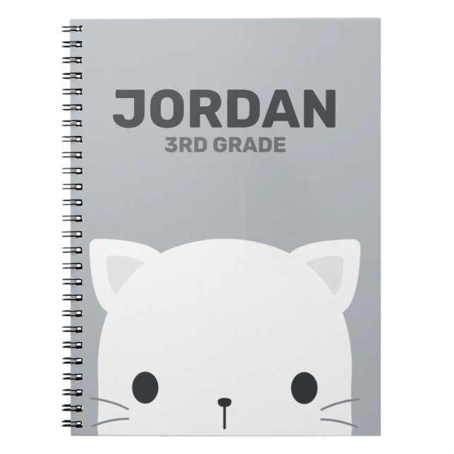 Cuaderno Gato Pequeño y Lindo con Nombre Personalizado (Frente)