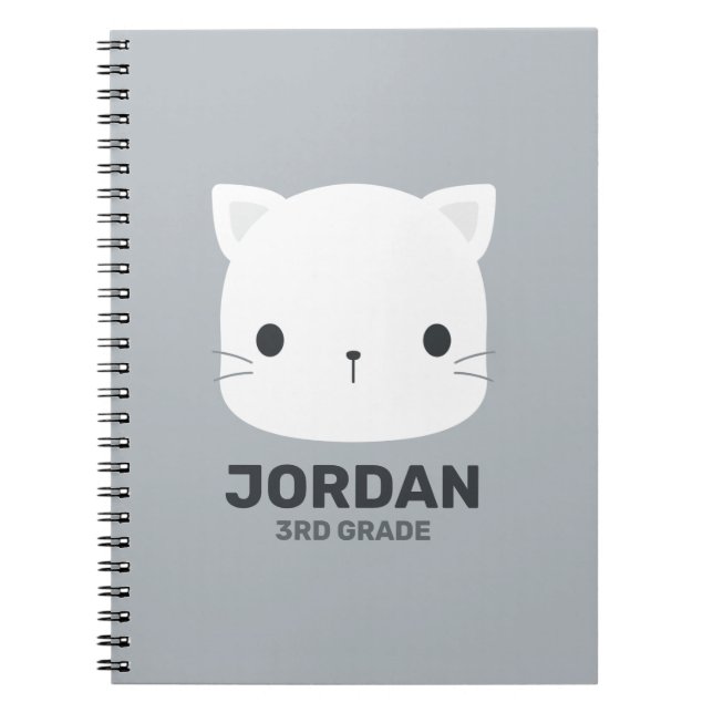 Cuaderno Gato Pequeño y Lindo con Nombre Personalizado (Frente)