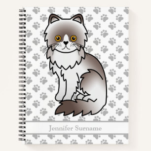 Cuaderno Gato Persa Bicolor Lila Lindo & Texto Personalizad