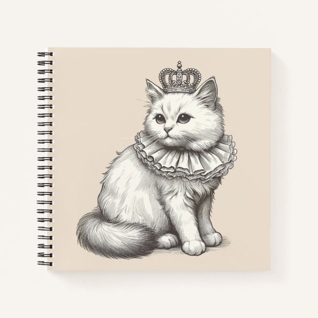 Cuaderno Gato Persa con Corona Real  (Anverso)