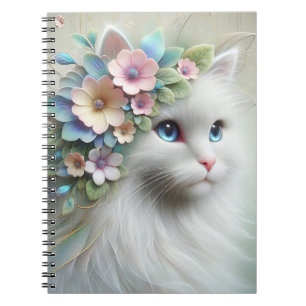 Cuaderno Gato persa con Laurel floral