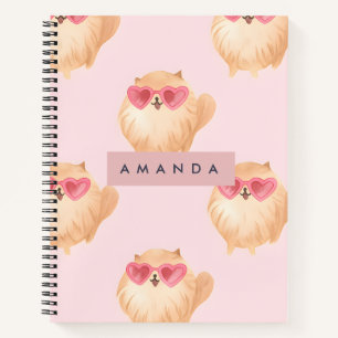 Cuaderno Gato Persa Personalizado con Gafas de Sol con Cora
