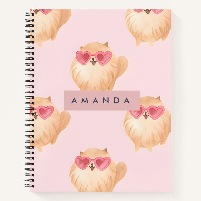 Cuaderno Gato Persa Personalizado con Gafas de Sol con Cora (Anverso)
