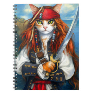 Cuaderno Gato pirata   Arte de carácter fantasía