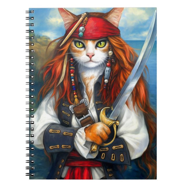 Cuaderno Gato pirata | Arte de carácter fantasía (Frente)