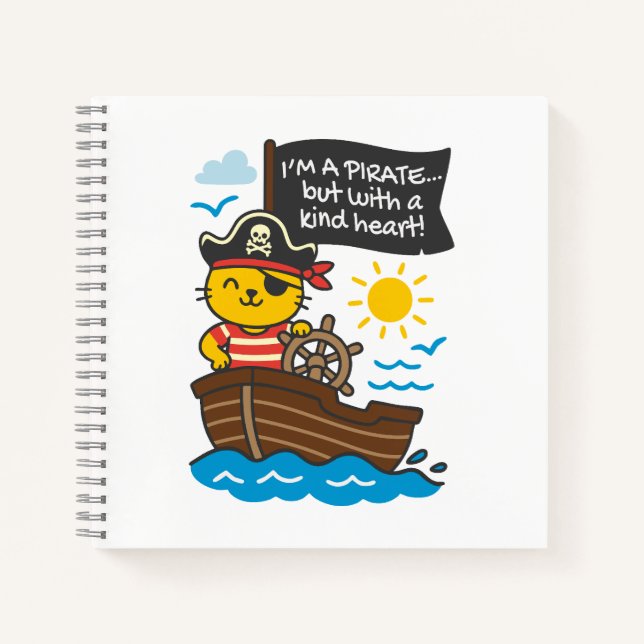 Cuaderno gato pirata – Diseño kawaii (Anverso)