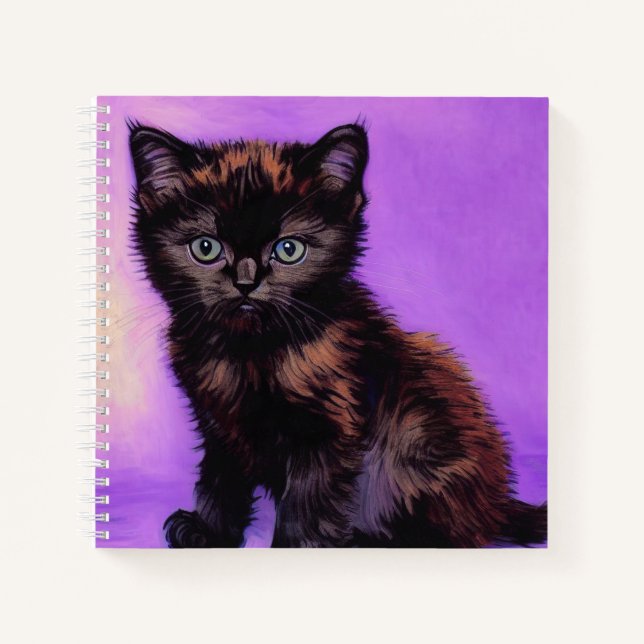 Cuaderno Gato púrpura estilo Van Gogh (Anverso)