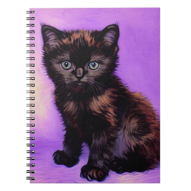 Cuaderno Gato púrpura estilo Van Gogh (Frente)