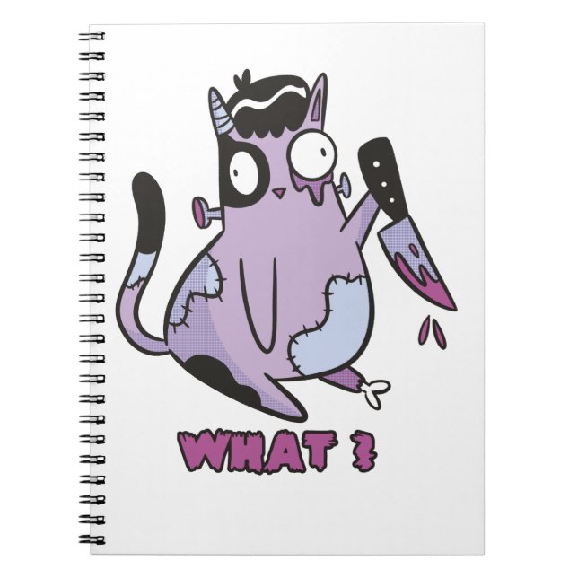 Cuaderno ¿Gato Qué? Gato asesino, Halloween de gatos zombie (Frente)