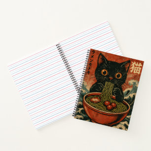 Cuaderno Gato Ramen japonés gracioso gráfico Kawaii Cat Ani