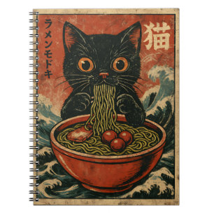 Cuaderno Gato Ramen japonés gracioso gráfico Kawaii Cat Ani
