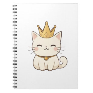 Cuaderno Gato Real con Corona Dorada Diseño Kawaii