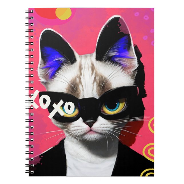 Cuaderno Gato retro | Diario de bloc de notas (Frente)
