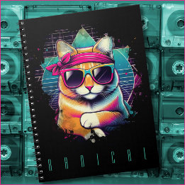 Cuaderno Gato Retro Radical con Bandana y gafas de sol