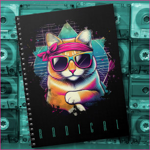 Cuaderno Gato Retro Radical con Bandana y gafas de sol