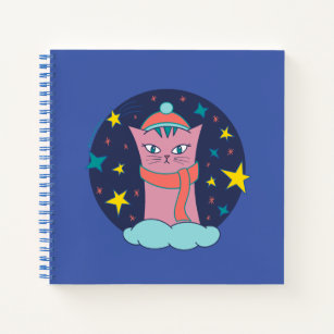 Cuaderno Gato rosa con estrellas
