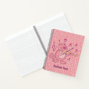 Cuaderno Gato rosa con portátil violín