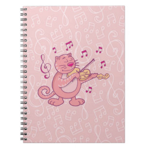 Cuaderno Gato rosa con violín