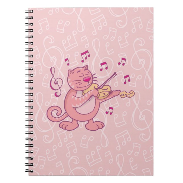 Cuaderno Gato rosa con violín (Frente)