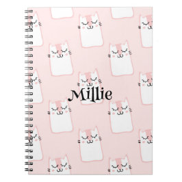 Cuaderno Gato Rosa Lindo Nombre Personalizado Escuela
