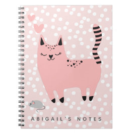Cuaderno Gato rosado y polkadots - niños