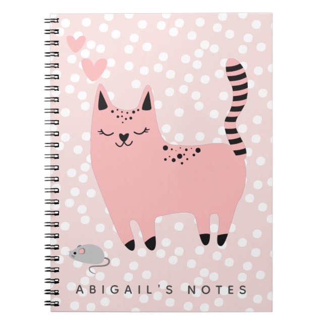 Cuaderno Gato rosado y polkadots - niños (Frente)
