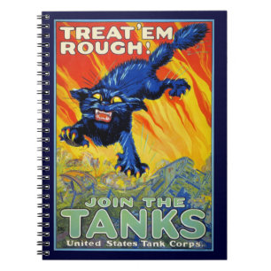 Cuaderno Gato Salvaje de Reclutamiento Militar Bélico Vinta