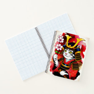 Cuaderno Gato Samurái Artístico Cereza Para Escribir y Diar