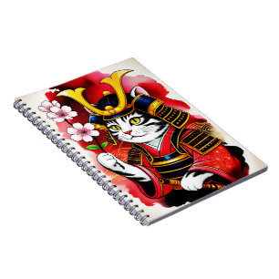Cuaderno Gato Samurái Artístico Cereza Para Escribir y Diar