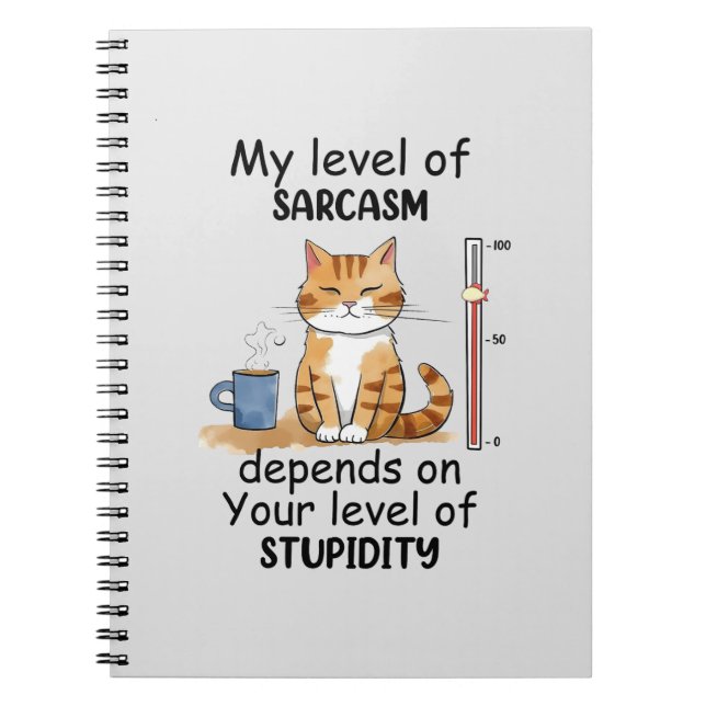 Cuaderno Gato sarcástico - Gracioso arte Naranja (Frente)